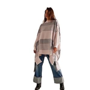 Striped sweatshirt. Free People. Size small. Fits like an xl has pockets!